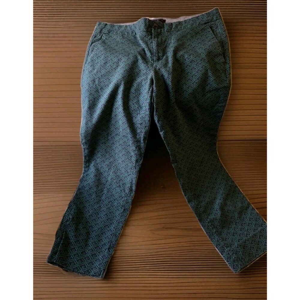Banana Republic Hampton Fit Cropped Pants 8P Petite Green Diamond Stretch Women